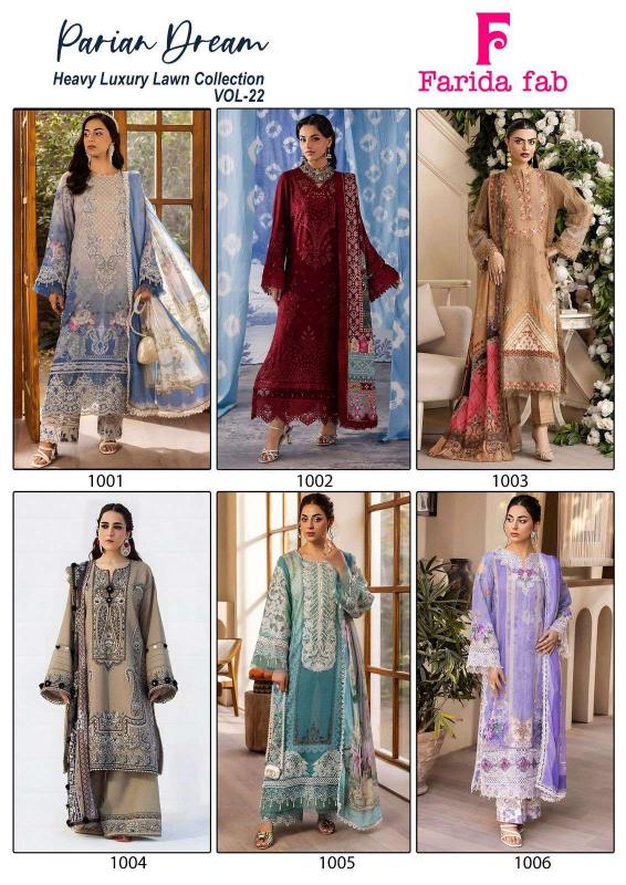 Farida fab parian dream vol- 22 cotton printed salwar suits wholesale